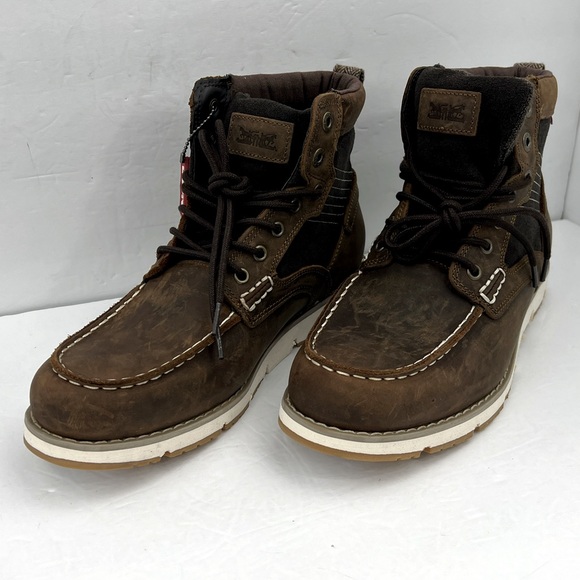 LEVIS, DAWSON TUMBLED UPPER LEATHER BOOTS, TWO TONE BROWN COLOR, MEN’S SIZE 9.5 - Picture 3 of 16